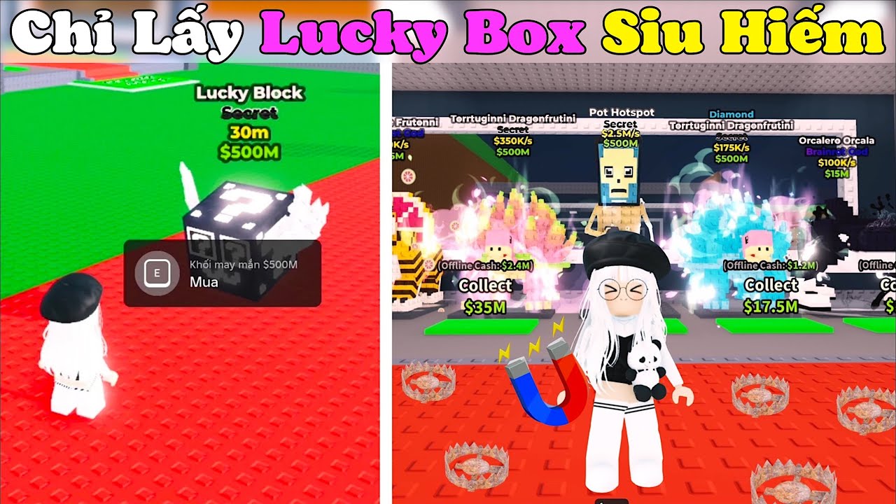 [Steal a Brainrot] Chỉ Được Lấy LuckyBox Tìm Secret Mới Siu Hiếm