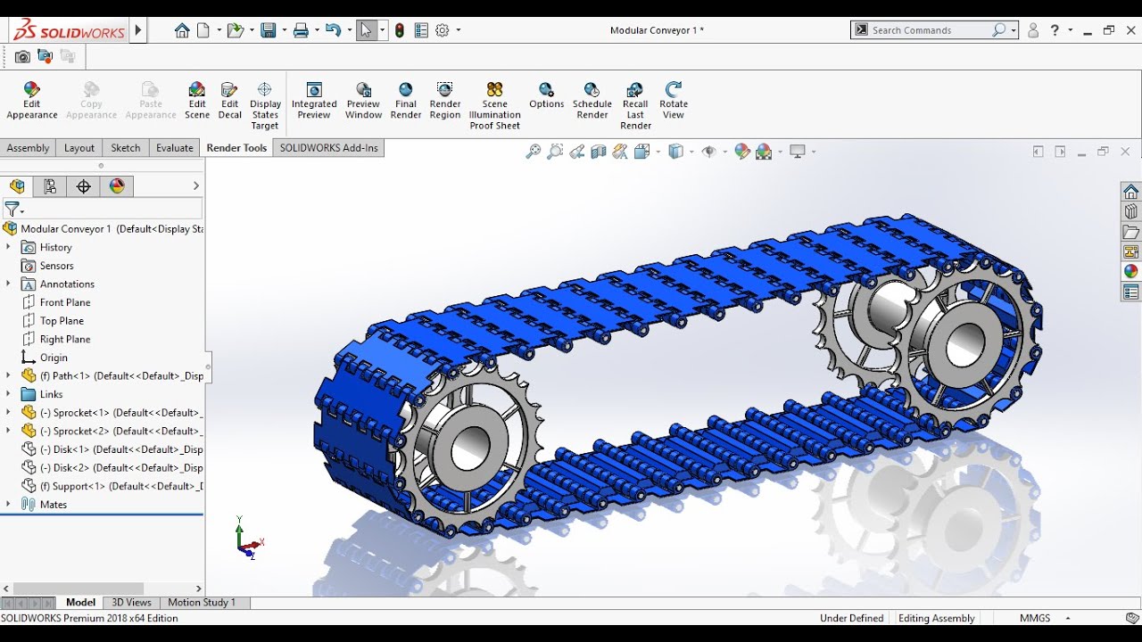 Modular Plastic Chain Conveyor Design Assembly Motion Study in Solidworks -  YouTube