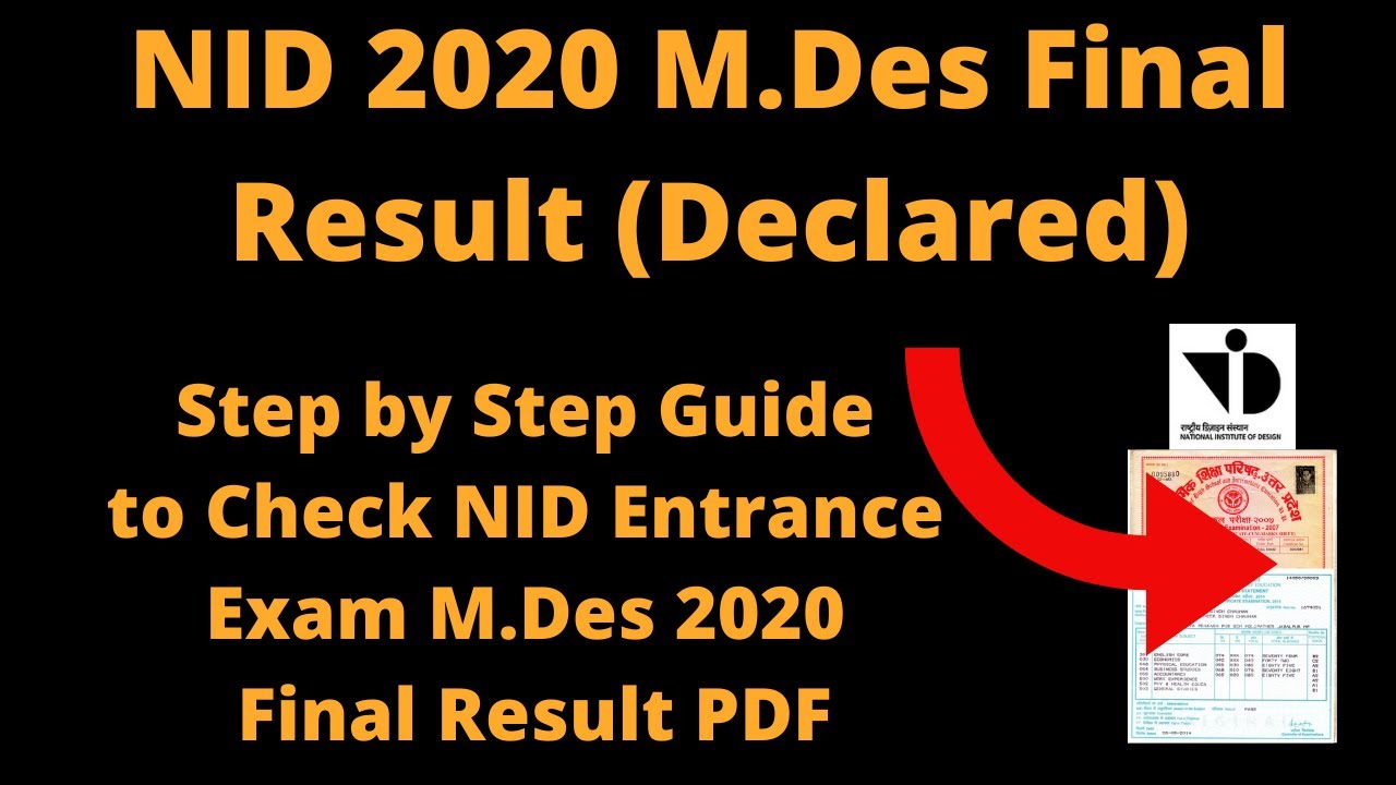 NID 2020 M.Des Final Result (Declared) - How to Check NID Entrance Exam M.Des 2020 Final Result PDF