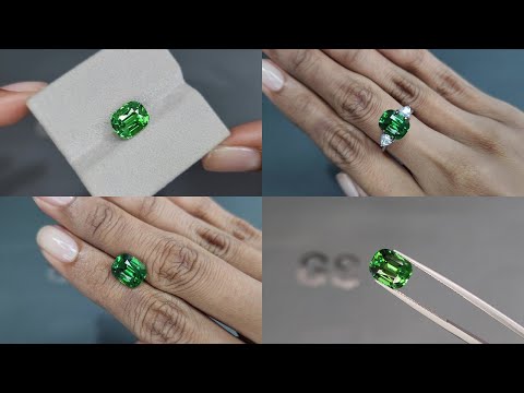 Garnet tsavorite Vibrant green cushion cut 5.00 carats, Tanzania  Video  № 1