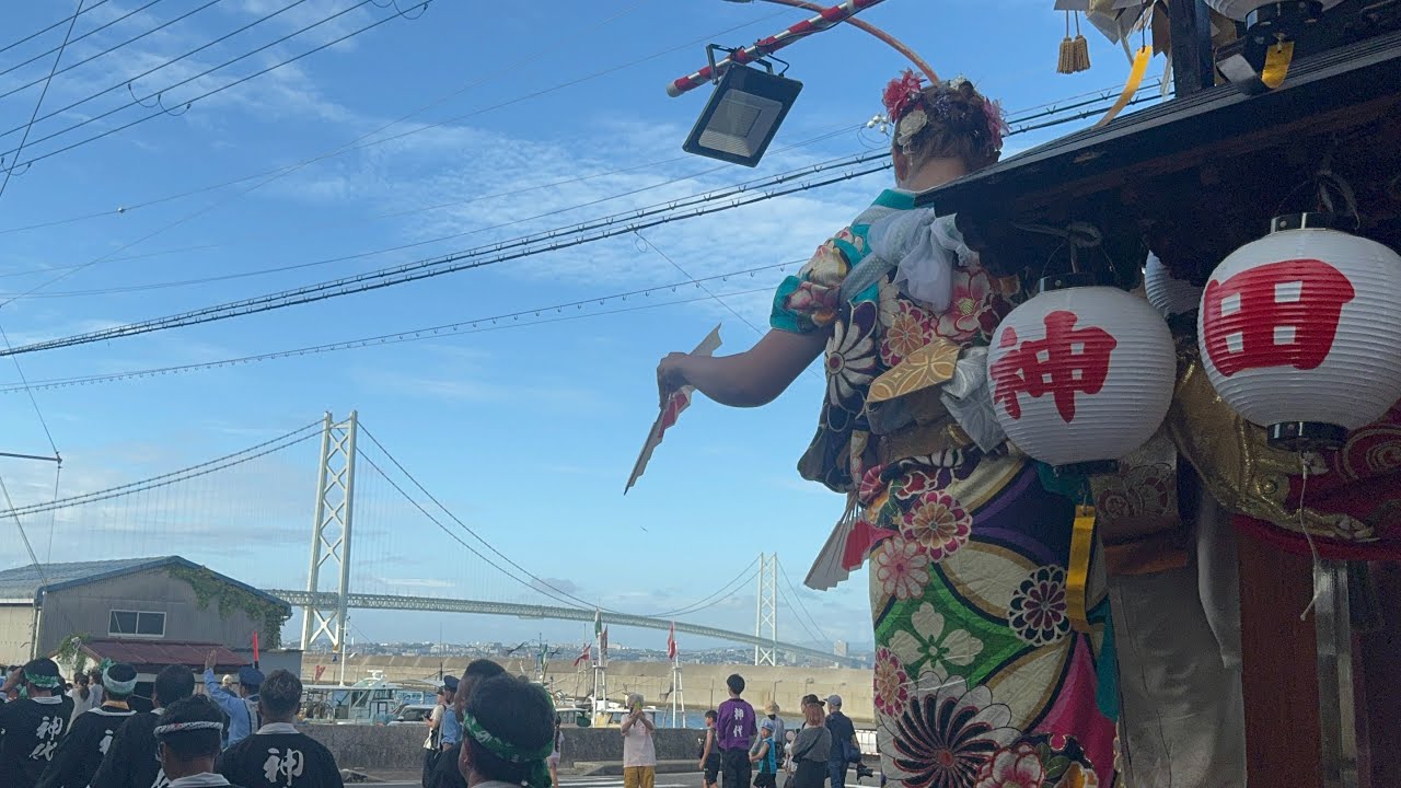 令和６年　淡路島岩屋秋祭り　田ノ代神之前　タコステ付近曳行