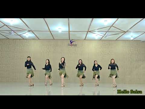 Hello Salsa - Line Dance // Beginner - Demo #salsadancing #salsamusic