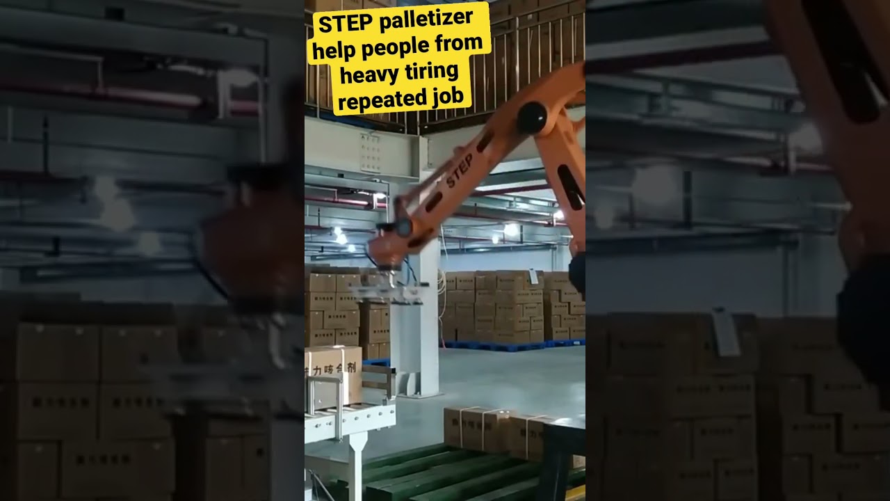STEP palletizing robot could take 1000 bags/cartons in one hour as standard, faster and more stable
