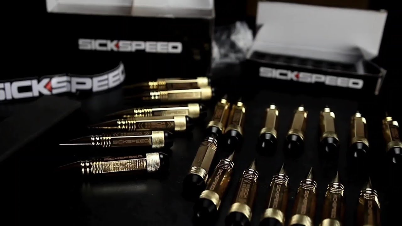 SickSpeed [Datsun 620] 24K GOLD 5 1/2" LONG SPIKED STEEL EXTENDED LUG NUTS
