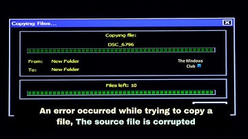 An error occurred while trying to copy a file on Windows PC