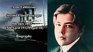 Titanic Passengers | Arnes Fahlstrom Biography | Second Class Passenger and Actor