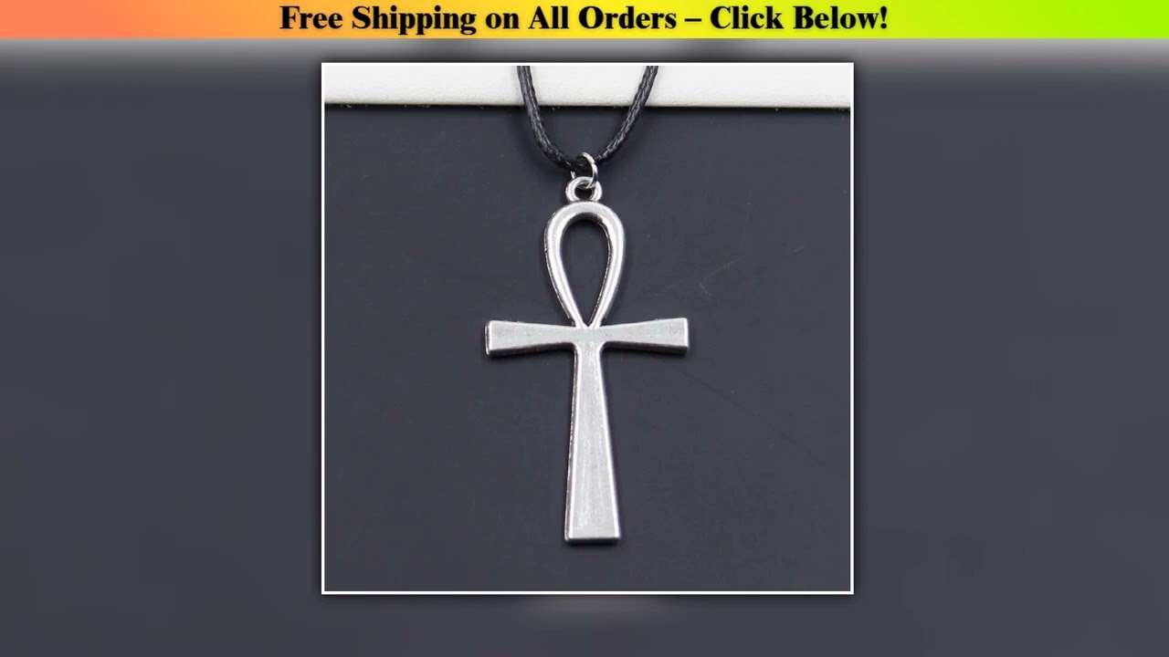 Fashion Anka Cross Egyptian Ankh Life Symbol Tibetan Pendant Necklace Choker Charm Black Leather Co