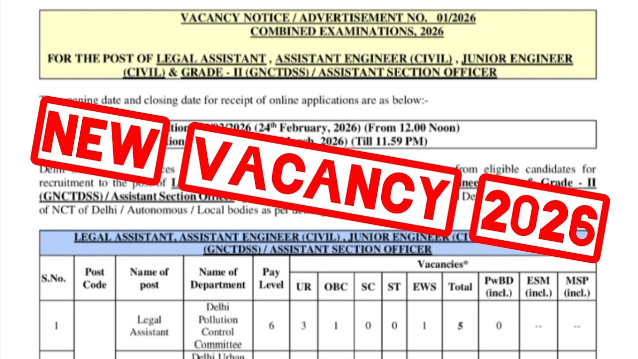 DSSSB NEW VACANCY | DSSSB AE,JE,LA,ASO Vacancy 