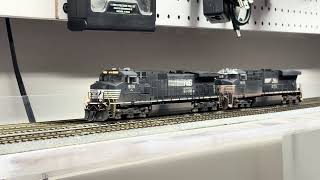 Athearn Genesis Norfolk Southern Dash 9 and ES40DC lash up, ESU Loksound 5 and custom horn.