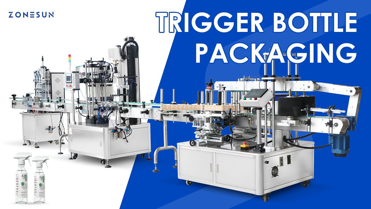 ZONESUN ZS-MPCL1 Automatic Trigger Bottle Packing Line - YouTube