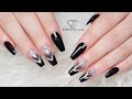 Watch me doing client nails. Black faded French nails. Black nails