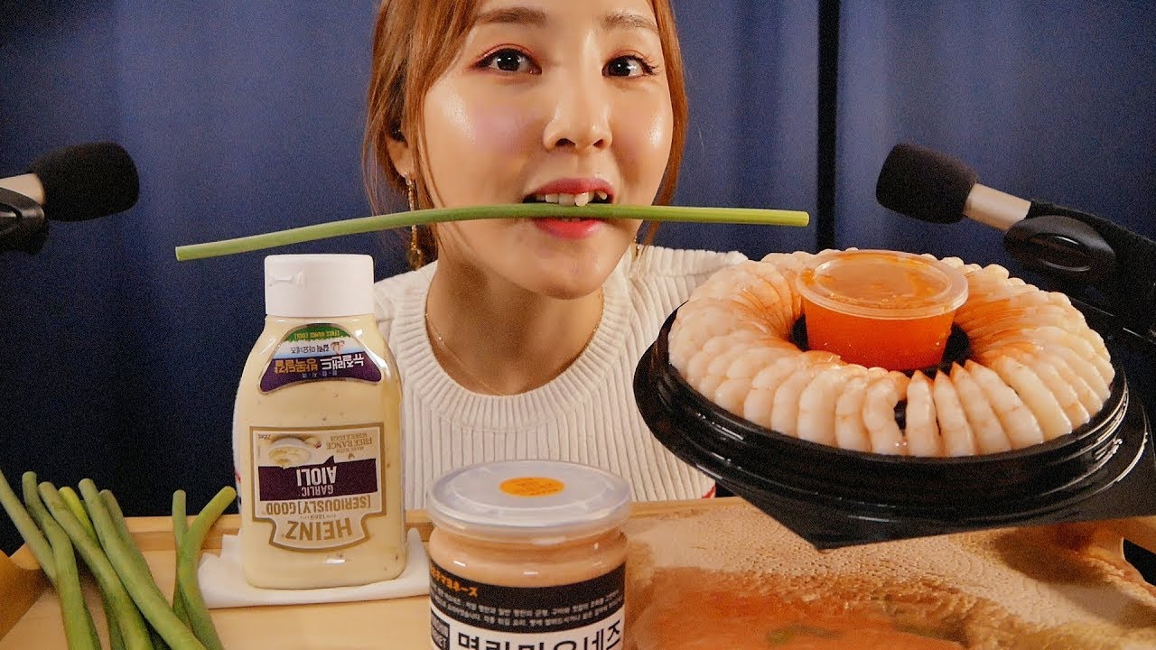 오도독 베트남 깐새우 & 마늘종 이팅 ASMR｜Shrimp Ring Eating sounds｜구입처 11번가