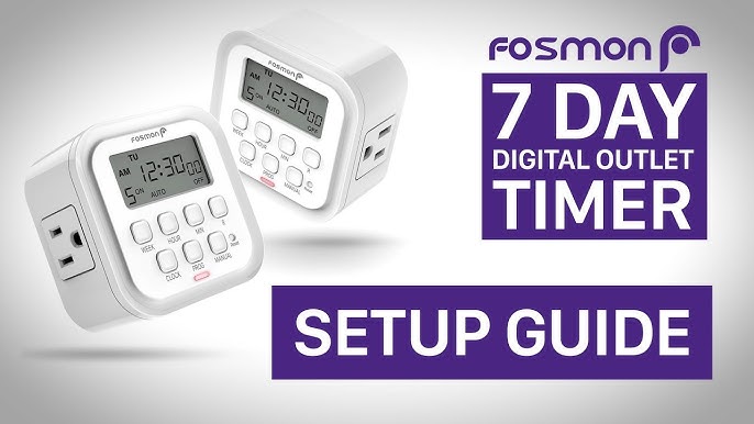 Fosmon [2 Pack] 7 Day Programmable Digital Timer Outlet, Digital Light Wall Timer with On/Off Programs, Mini Indoor Single Plug-In Timers for