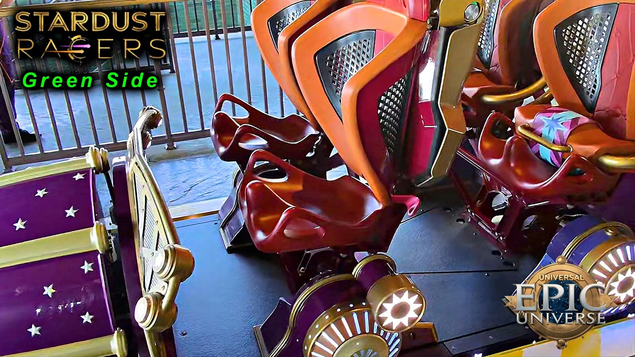 2025 Stardust Racers Roller Coaster Green Side On Ride Front Seat POV Universal Epic Universe