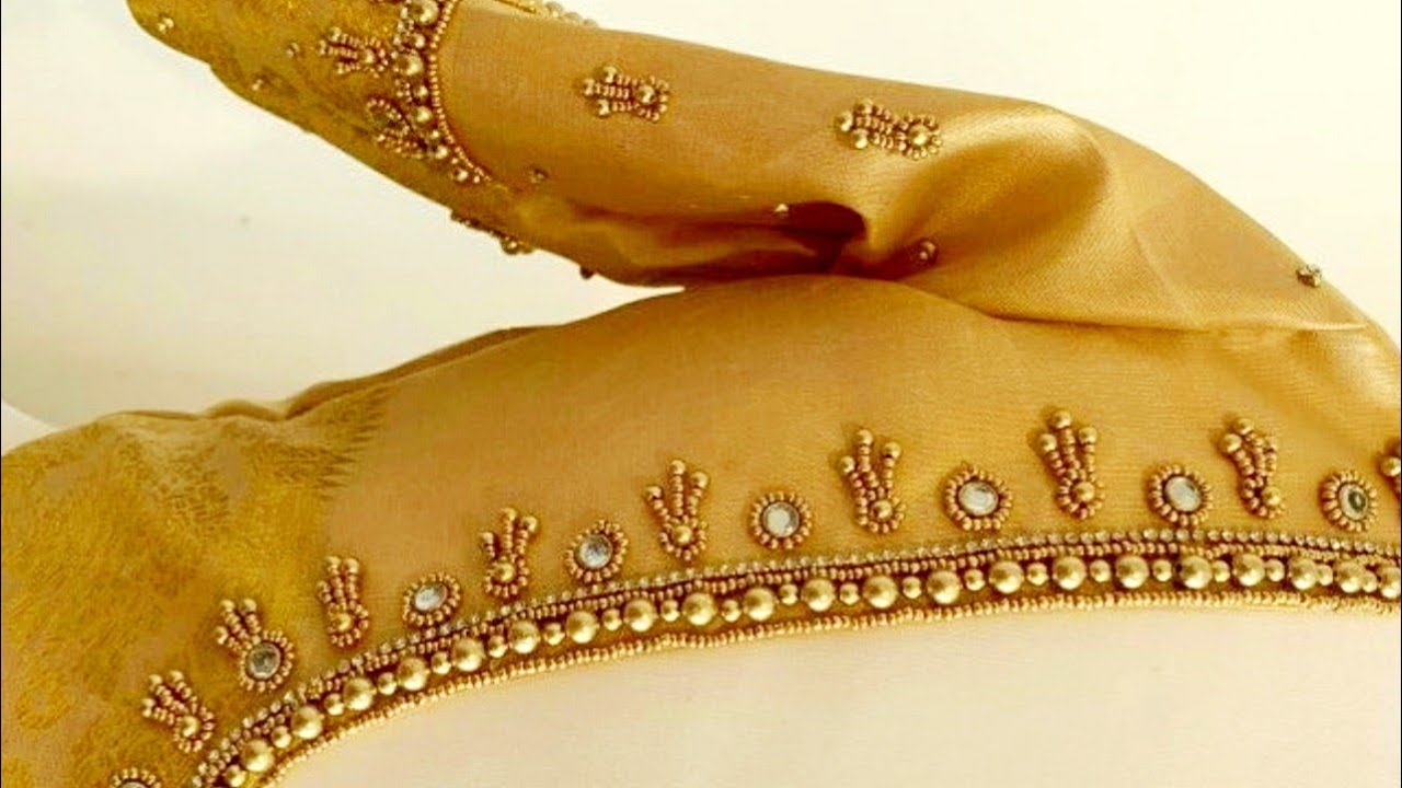 Aari work with normal needle stitch