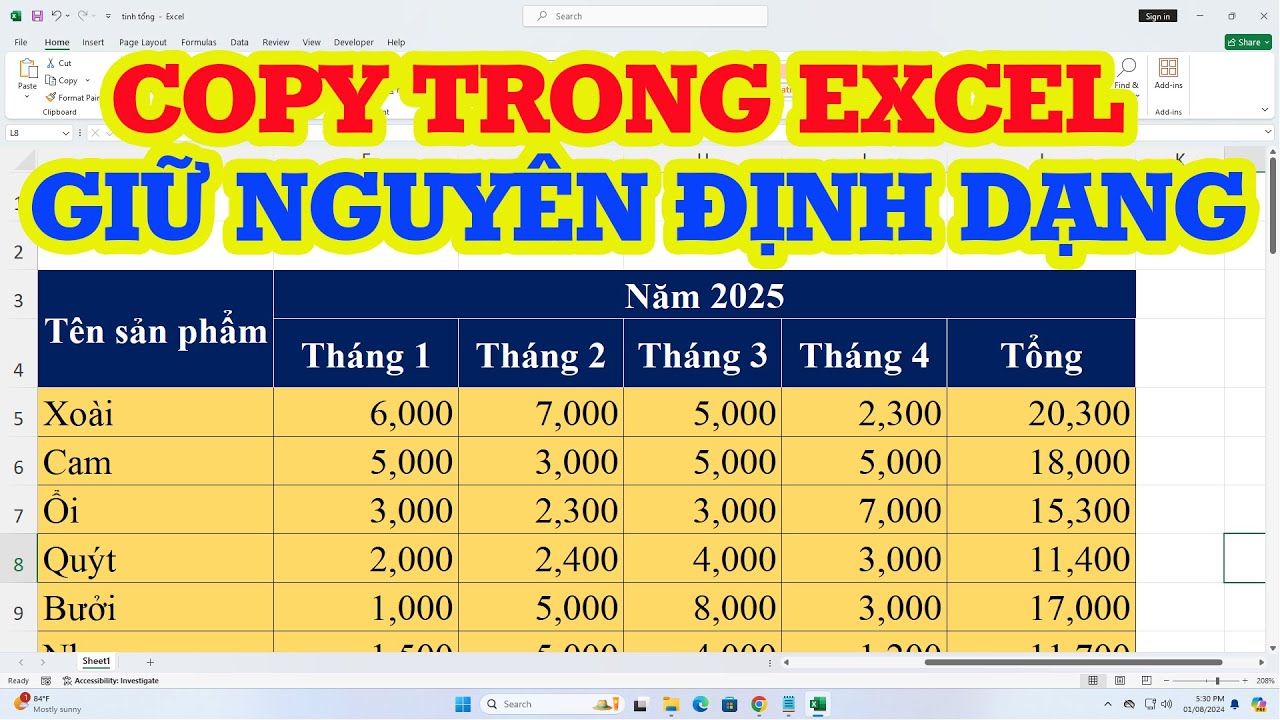 Cách copy trong Excel giữ nguyên định dạng - YouTube