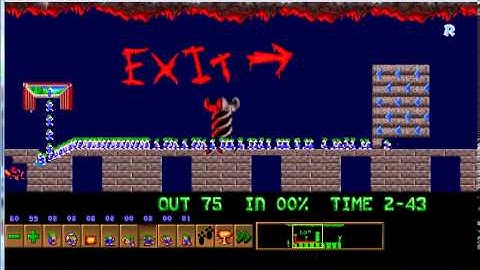 Lemmings 100% completion playthrough  Tricky  one way digging to freedom