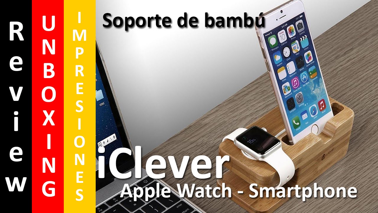 iPhone Soporte, XPhonew Bamboo Cargador Soporte de soporte de cuna para  estación de acoplamiento para iPhone iPad Apple Watch 2 3 4 iWatch 42mm &  38mm