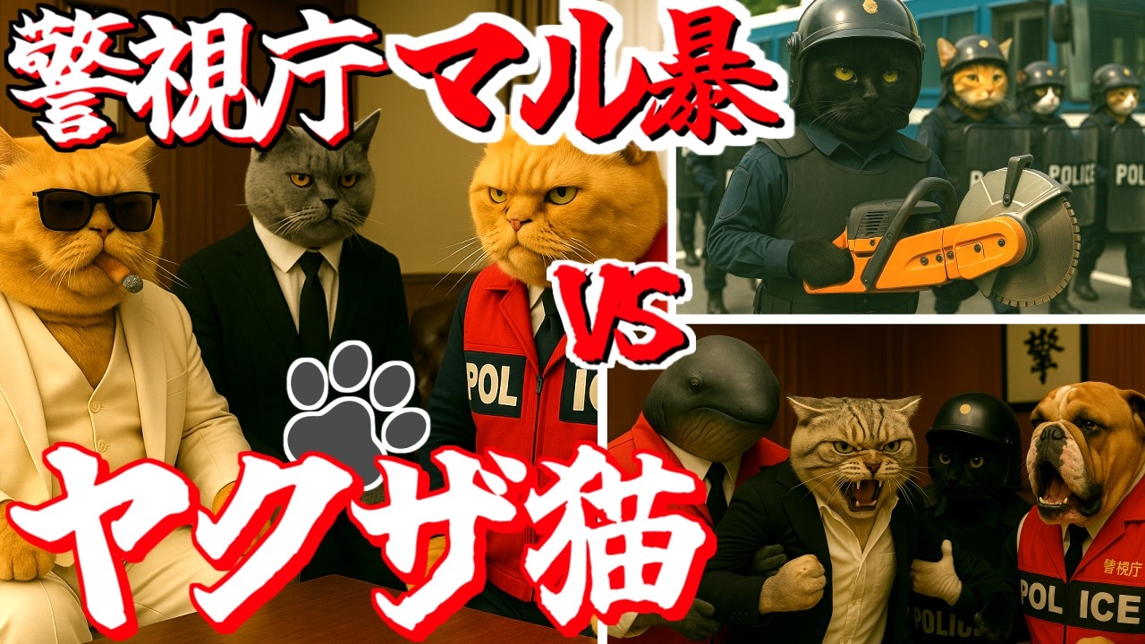 【警視庁や！】暴力団「肉球組」の組事務所を家宅捜索！怒号飛び交うガサ入れ現場！？【AI猫警察24時】