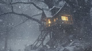 Arctic Blizzard and Wind Symphony for Deep Sleep at the Treehouse | Soothing Sound & Stress Relief