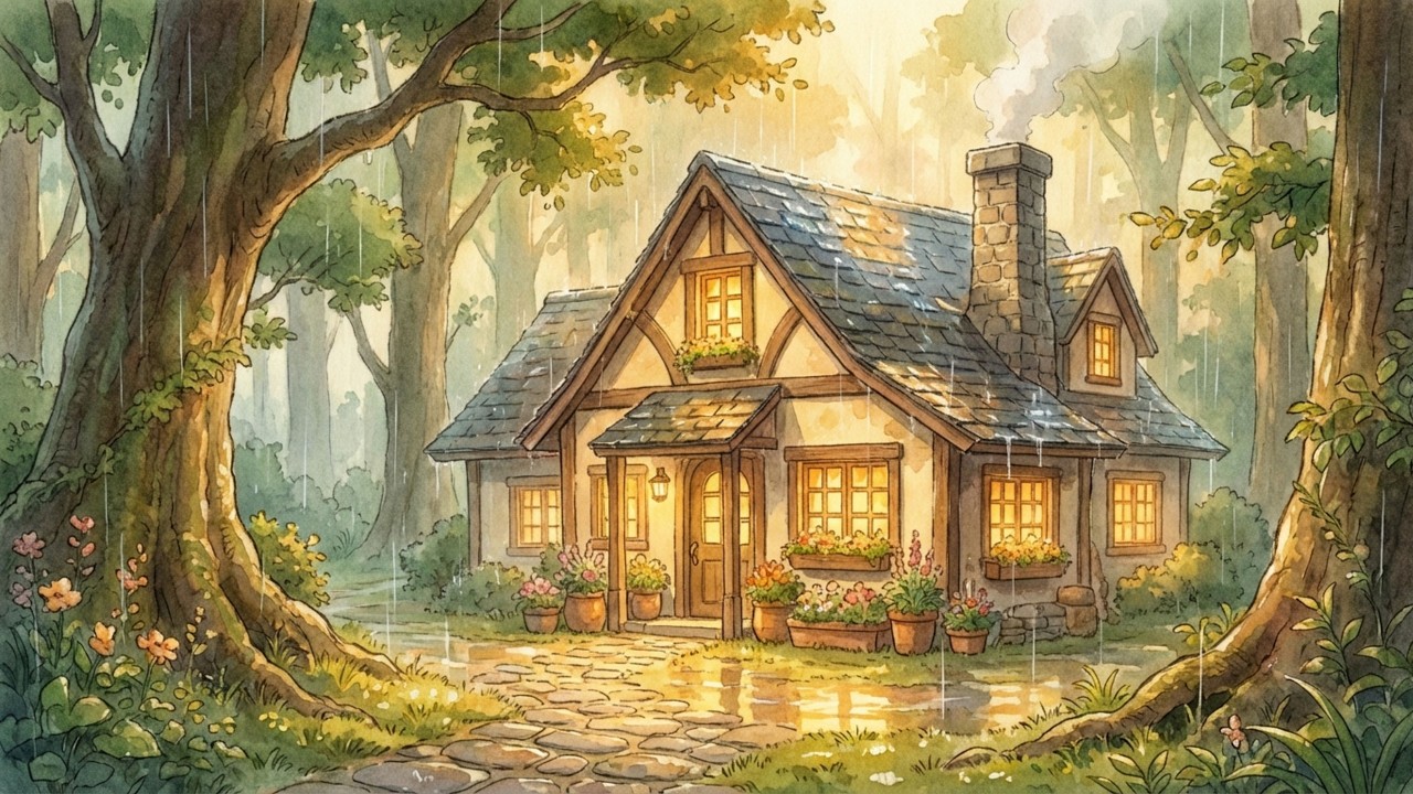 Forest Bakery ASMR 🌧🍞 Cozy Baking on a Rainy Day | Ghibli Lofi & Rain Sounds