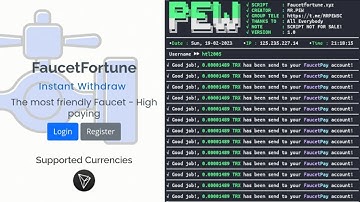 Script Faucetfortune Auto Claim TRX To Wallet FaucetPay Instantly | By MR.PEW