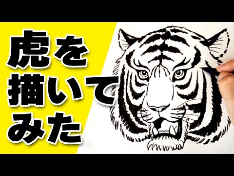 下描きなしで虎のイラストを描いてみた。【我流描き方】Draw a