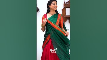 Thumbnail of Saatvika - Shade of Red and Green tone Cotton Halfsaree