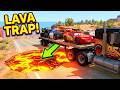Flatbed Truck McQueen Transporting Cars – Potholes vs Cars vapor VERSION | BeamNG.drive 4K #007