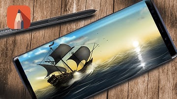 Sketching a sailing ship in with Autodesk Sketchbook Mobile - Note 9 speed sketching