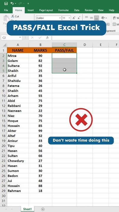Pass Fail Formulas in Excel | Excel Tricks | Excel IF Function Tips ...
