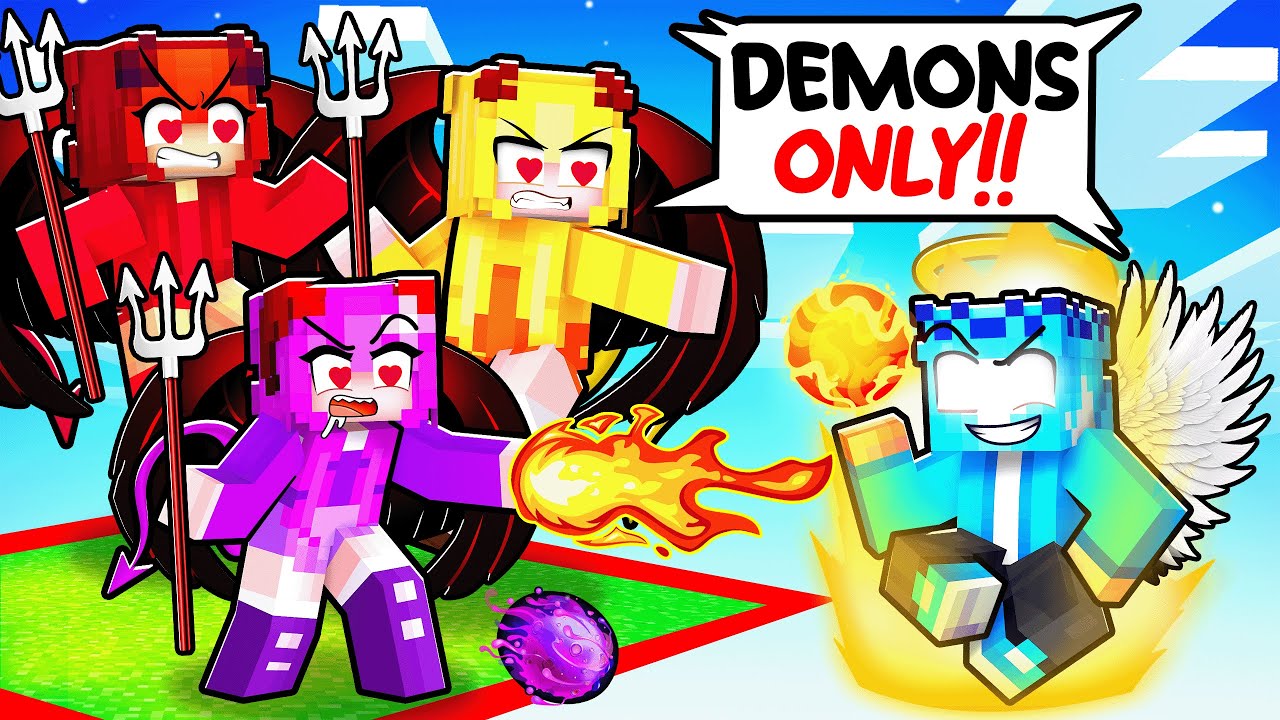 LOCKED ON ONE DEMON FANGIRL ONLY CHUNK AS AN ANGEL in Minecraft!