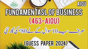 AIOU (463/5402) B.COM GUESS PAPER 2023/24 | Important Question 463