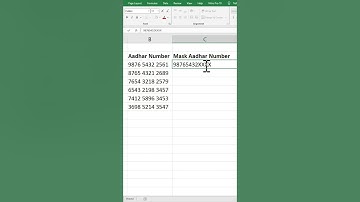 Masked Aadhar Card in Excel #excel #shorts