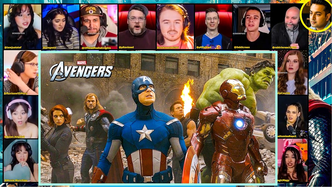 🔥24 People 🔥FIRST TIME Watching The Avengers (2012) FINAL BATTLE! | Reaction Mashup.