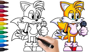 HOW TO DRAW TAILS EXE | Friday Night Funkin (FNF) - (Draw & Color)