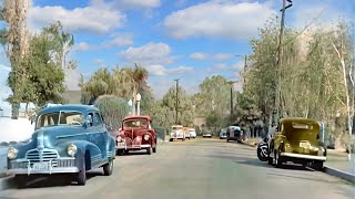California 1940s in color, Residential area [60fps,Remastered] w/sound design added