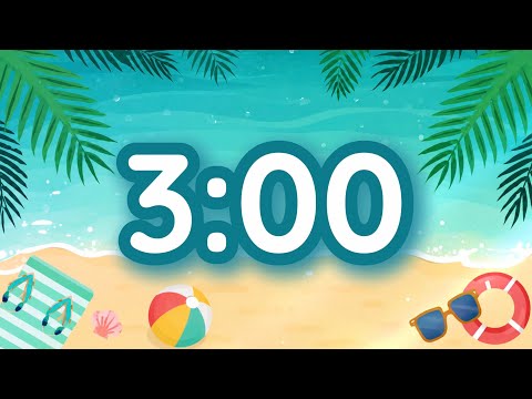 3 Minute Classroom Timer | Summer Beach Theme | Silent With Ukulele Alarm