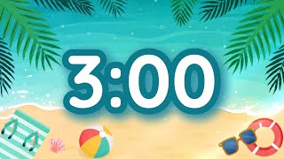 3 Minute Timer | Summer Beach Theme | Silent With Ukulele Alarm