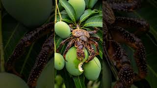 The smart coconut crab is eating mango like a pro watch this #Wildlife #Nature #Crabs