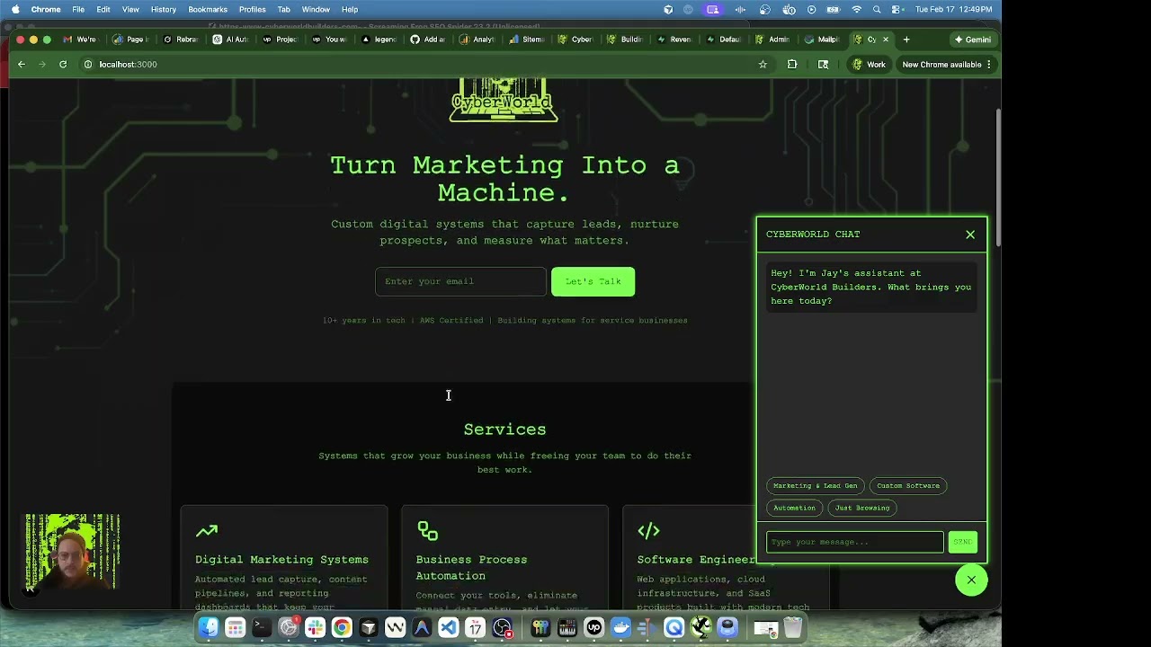 AI chatbot conversational lead capture interface showing natural dialogue flow