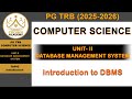 PG TRG (2025-2026) COMPUTER SCIENCE CLASS (Unit II : DATABASE MANAGEMENT SYSTEM) PART 1