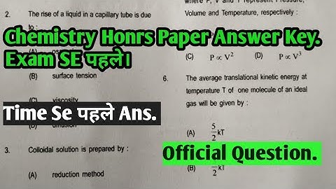 Magadh univrsity Chemistry Hons  50 MCQ questions/Answer.