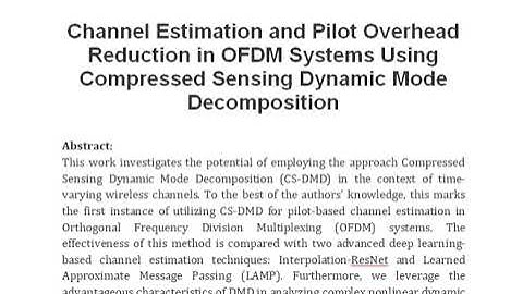 Channel Estimation and Pilot Overhead Reduction in OFDM Systems Using Compressed Sensing Dynamic Mod