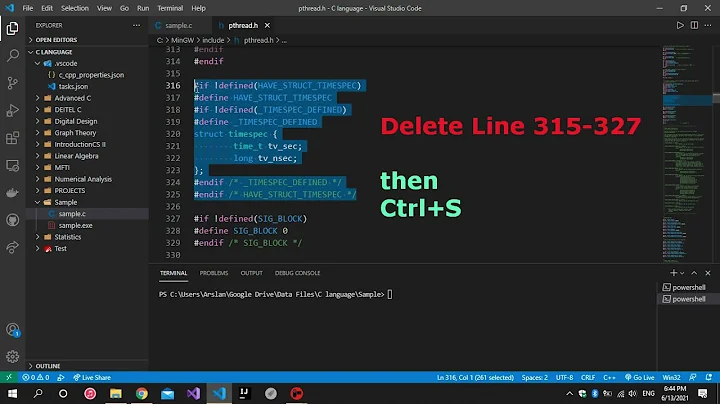 How to setup pthread.h library in VS Code under Windows OS