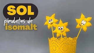 Piruletas de isomalt con forma de sol