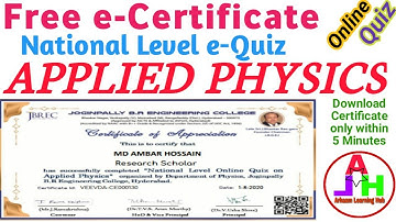 Applied Physics Quiz | Online Quiz on Applied Physics | Free Quiz Certificate| OnlineQuizCertificate