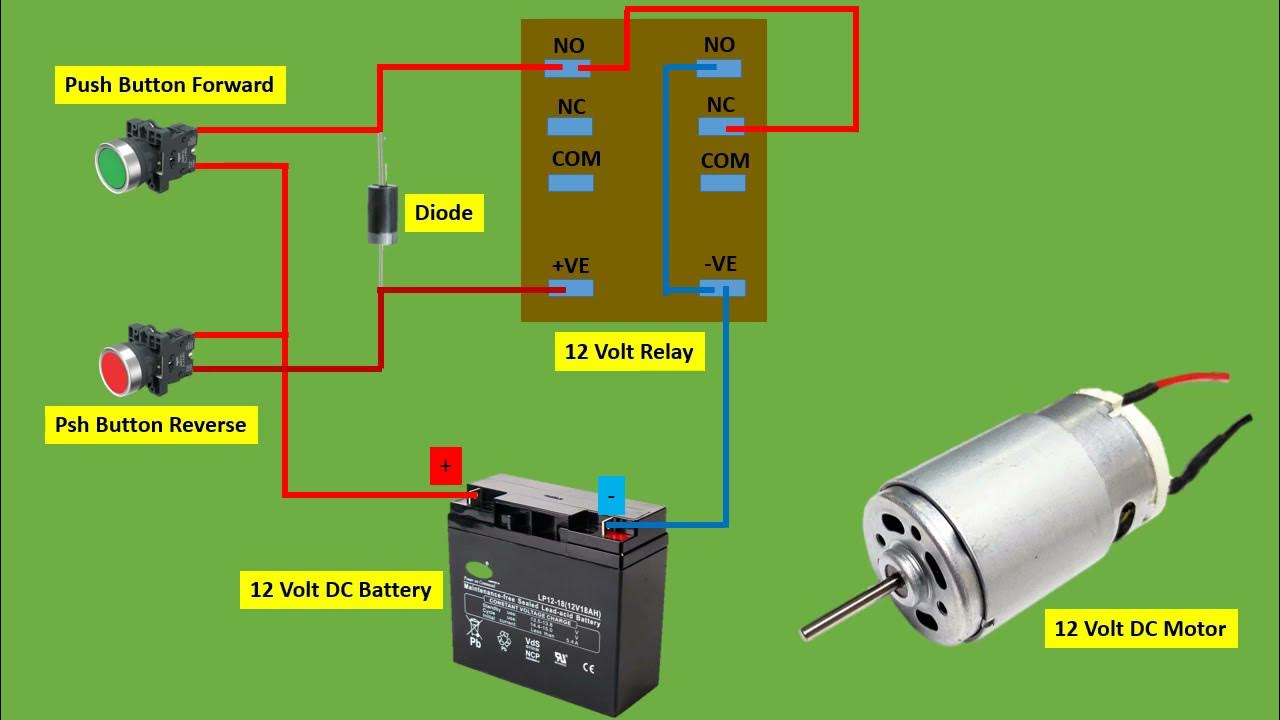 How to make a DC motor forward and reverse connection diagram 12V - YouTube