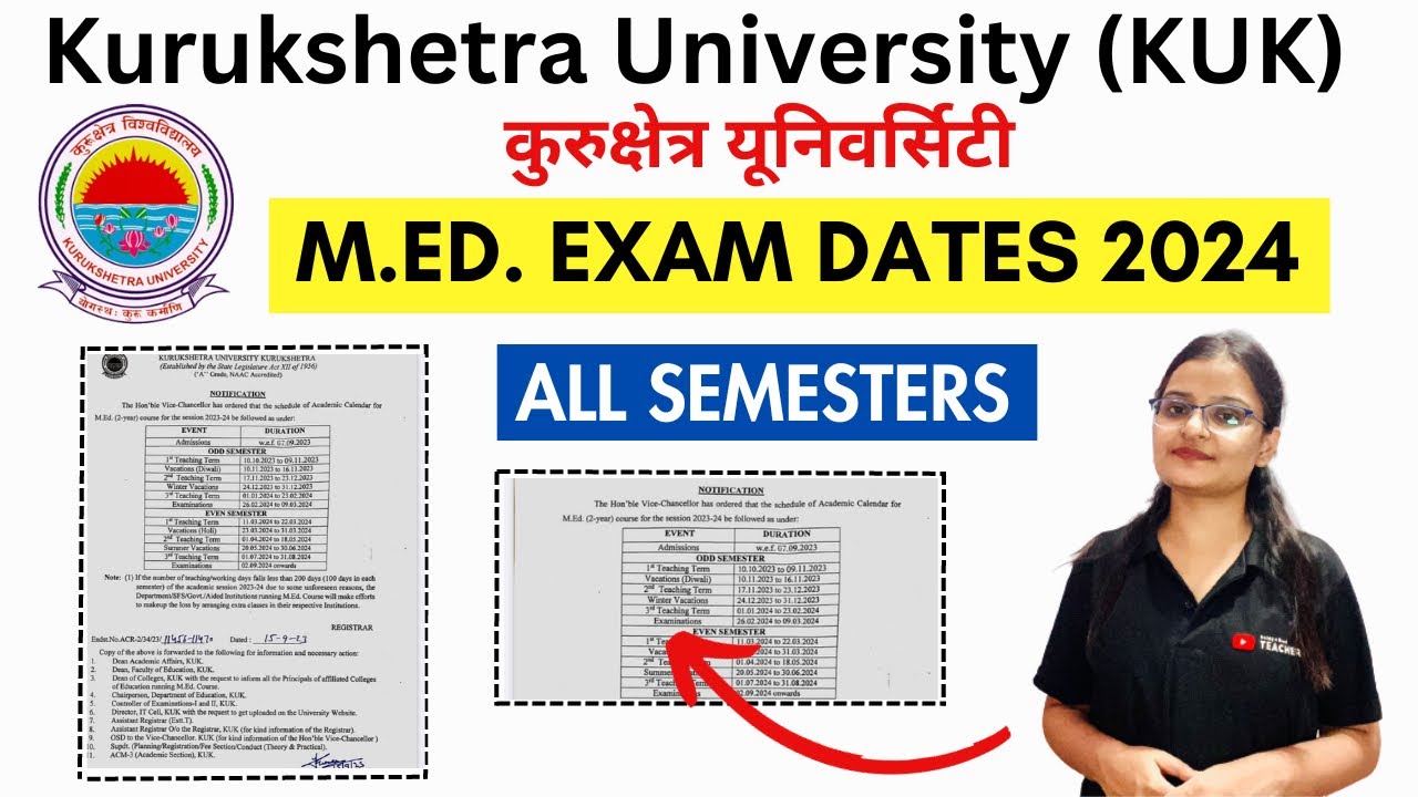 📌 KUK M.ED. EXAM CALENDAR 2024 for SEMESTER 1 / 2 / 3 / 4 YouTube