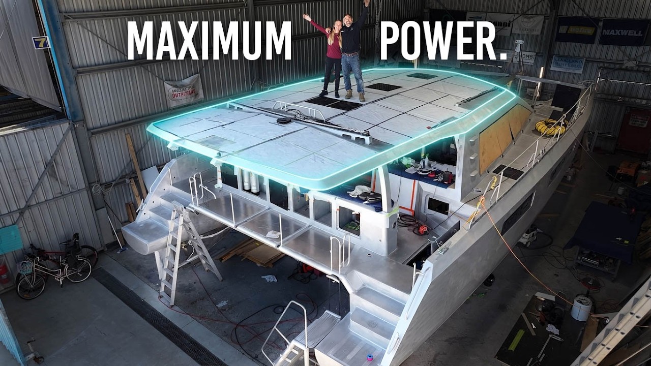 ⁣Maxing Out Our Solar ⚡️ Aluminum Catamaran Build Pt. 83